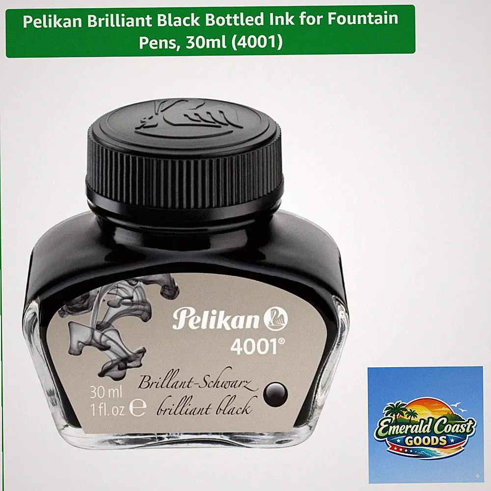 Dye-Based Brilliant Black Ink for Fountain Pens - 30ml Bottle of Excellence