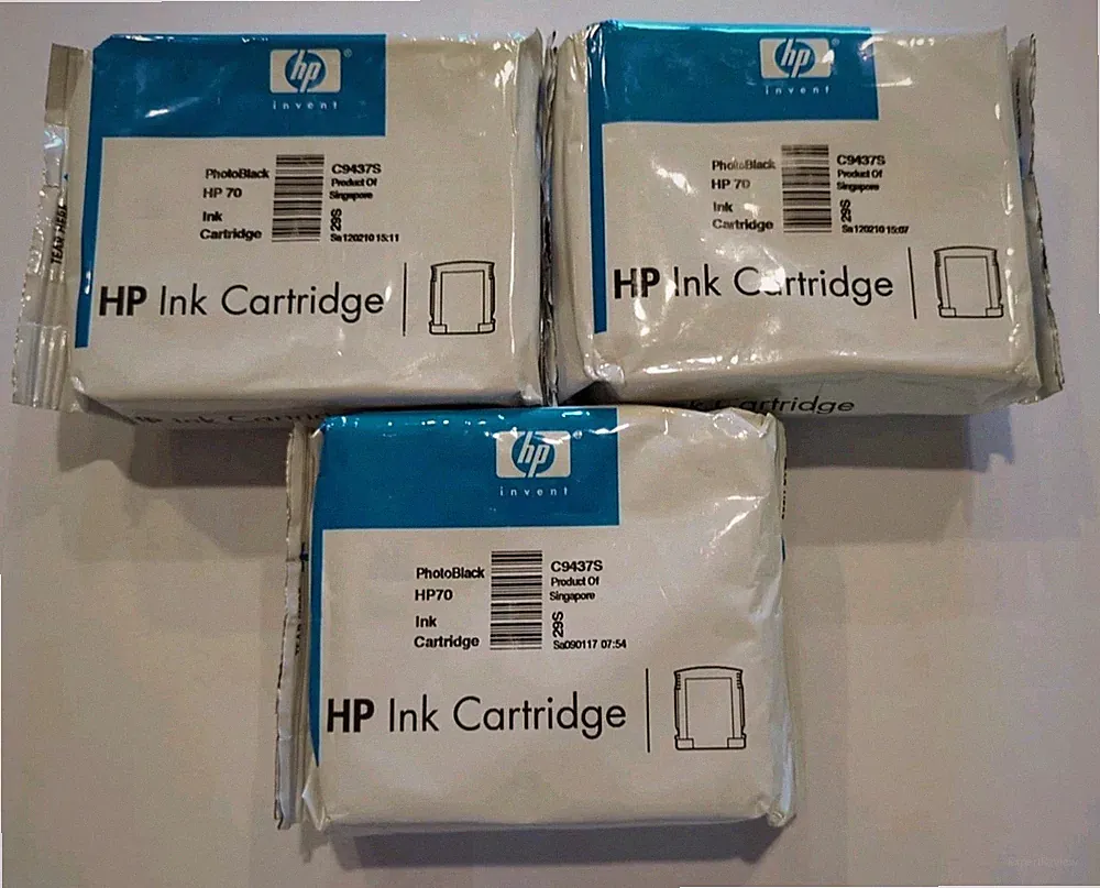 Lot Of 3 Genuine HP 70 Photo Black Ink 69ml DesignJet Q6675A L3S81B E1L21B