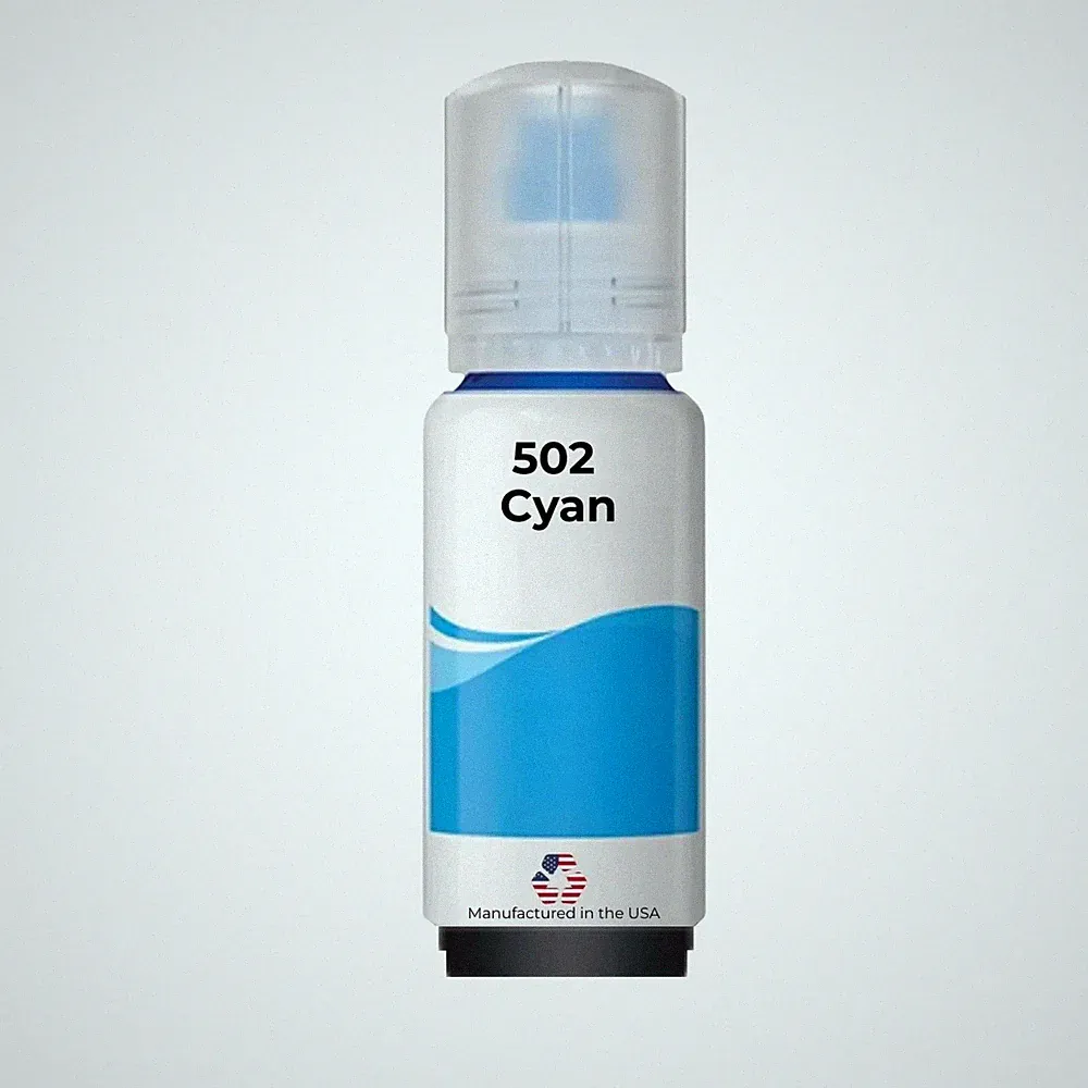 Replacement Ink Bottle Compatible with Epson 502 (T502220-S) 70ml Cyan–USA